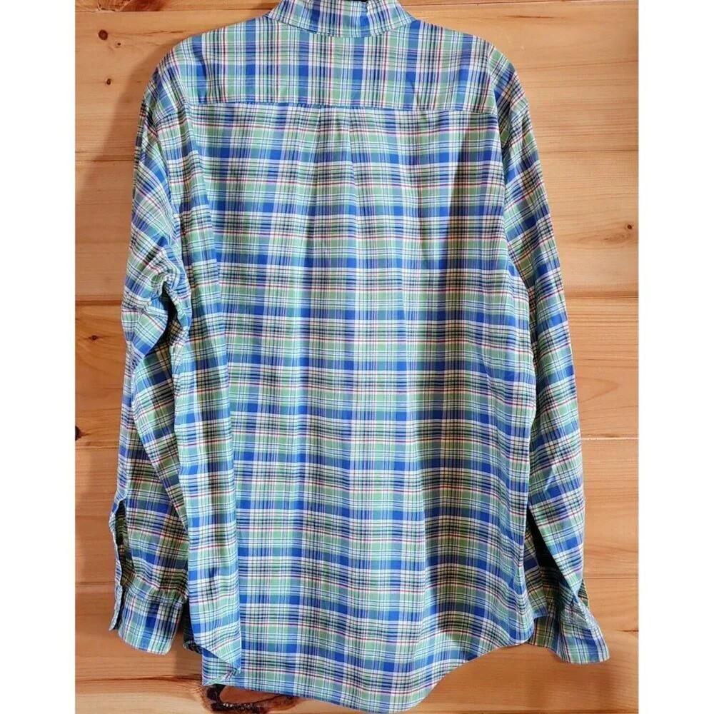 Polo Ralph Lauren Button Down Flesh Pony Men’s Shirt Size XL Cotton Green Plaid